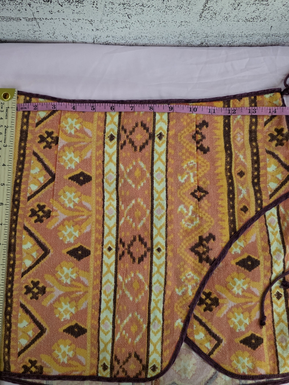 Free People Orange & Yellow Tribal Wrap Mini Skirt
